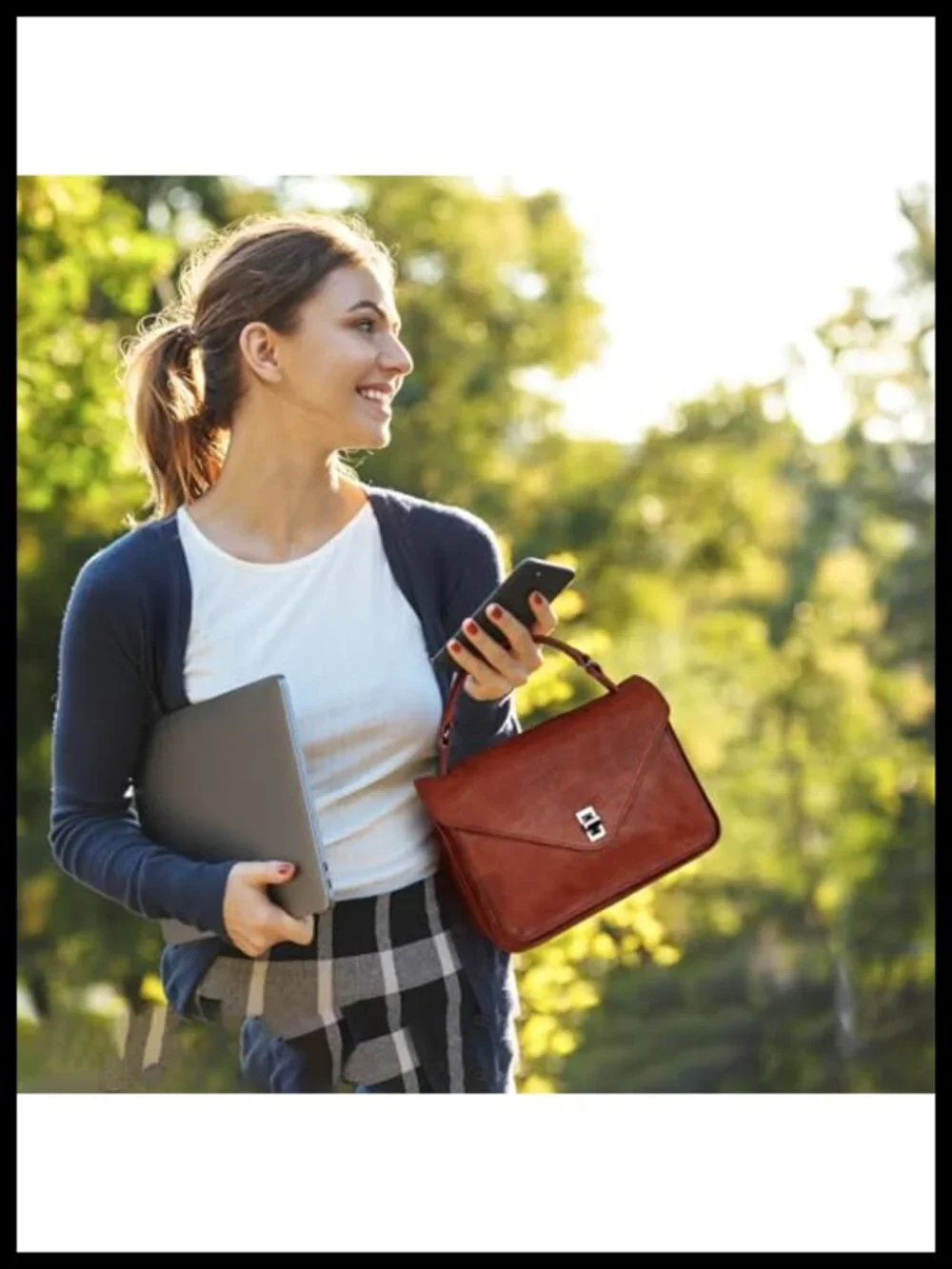 Genuine Leather Satchel Handbag Crossbody Shoulder Bag Vintage